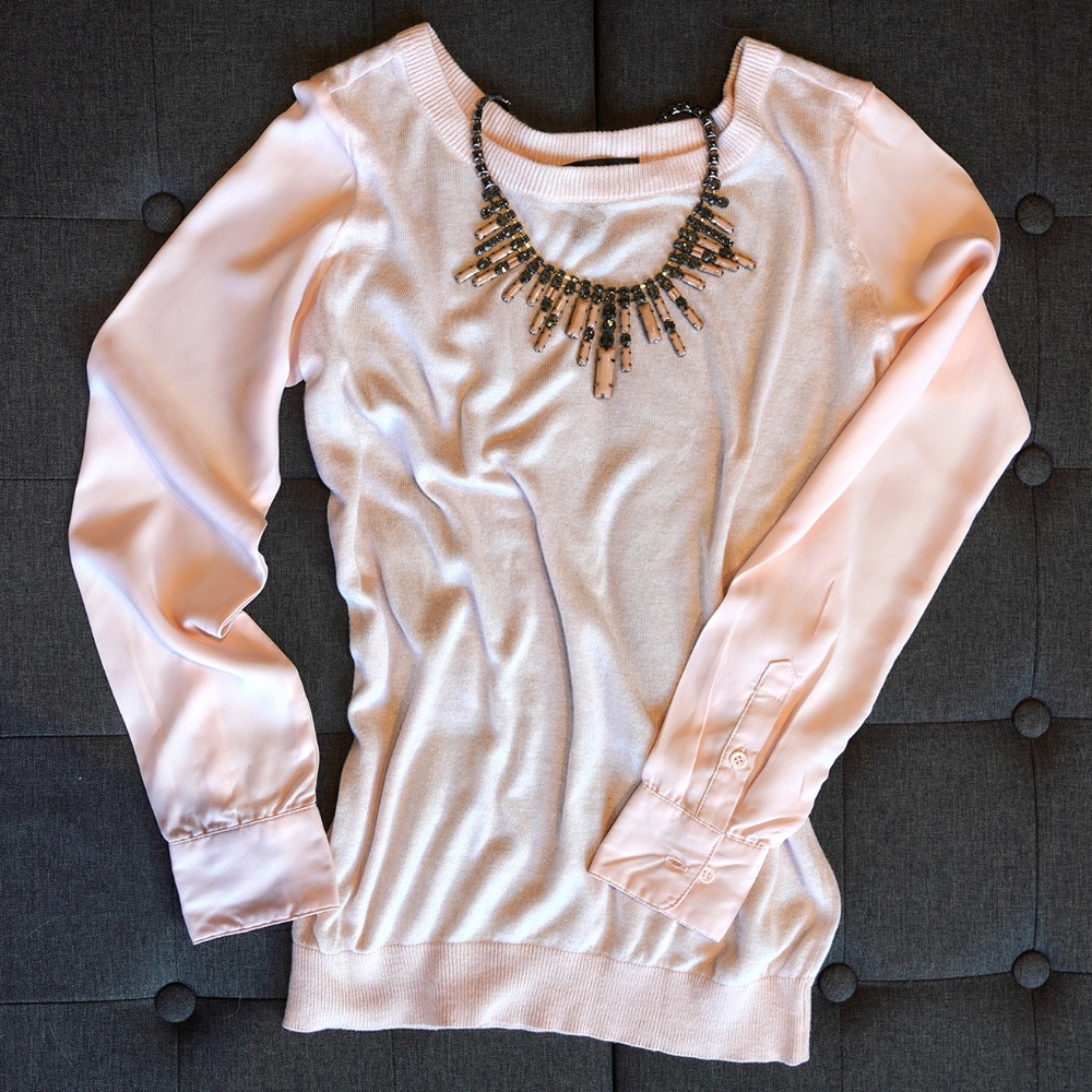 89th & Madison Sheer Sleeves Blouse Women